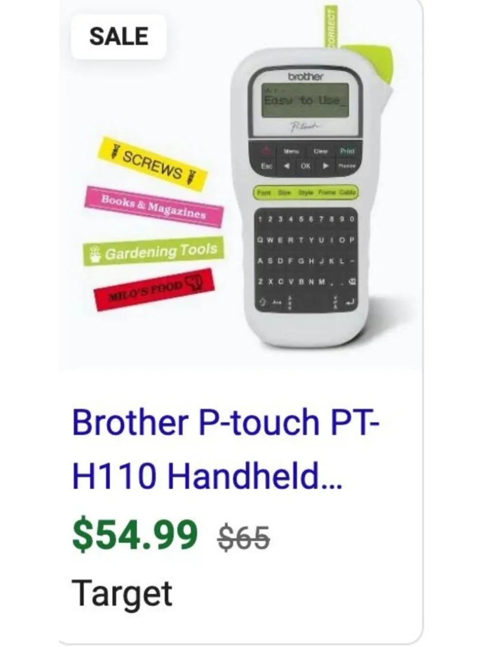 NEW Brother P-Touch PT-H110 2 Lines Portable Label Maker MSRP $65